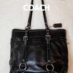 Authentic Black Leather Coach Handbag